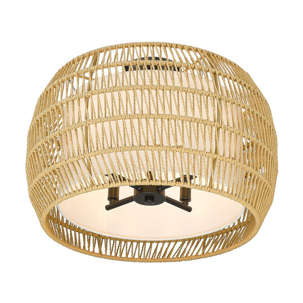 Everly Four-Light Semi Flush with Natural Rattan Shade, image 3